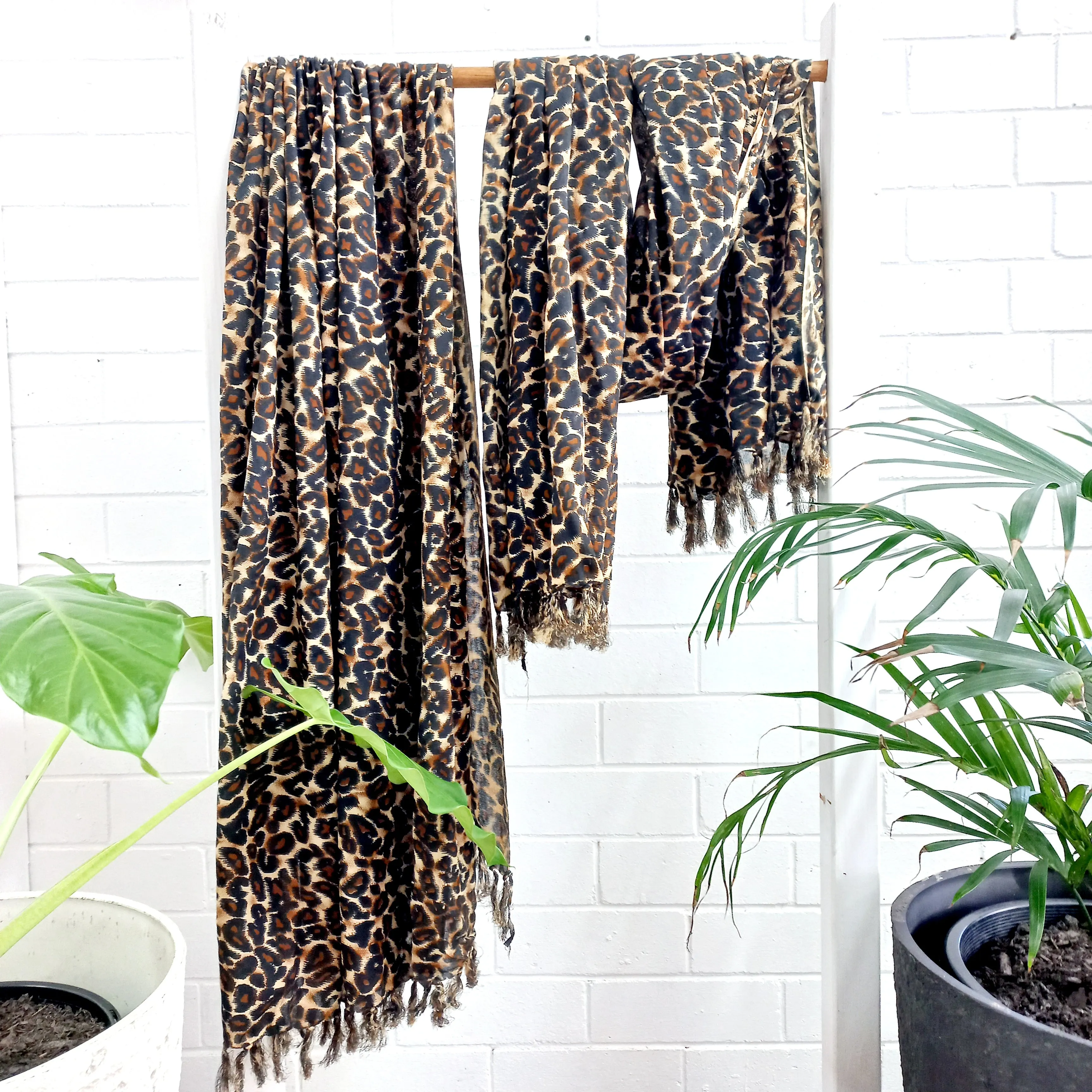 100% Cotton Woman's Beach Sarong - Leopard Print
