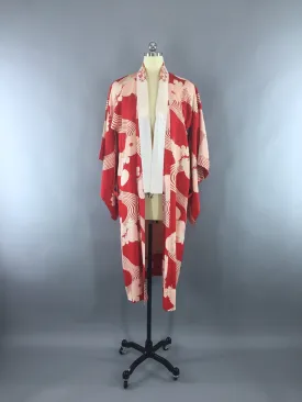 1930s Vintage Silk Kimono Robe / Art Deco Floral Waves