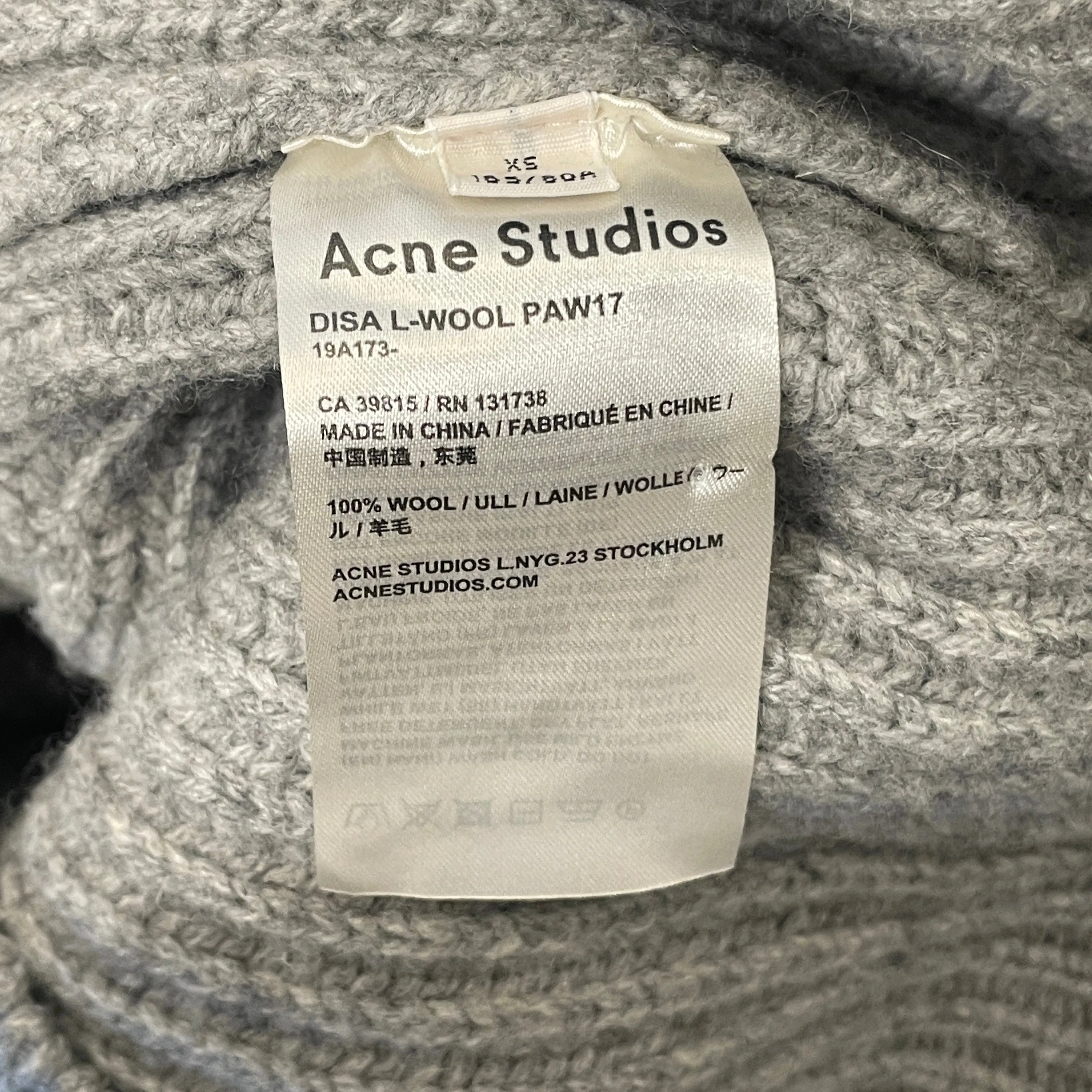 Acne Studios/Heavy Knit Vest/XS/Wool/SLV/