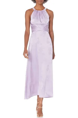Adrianna Papell Halter Tie Back Zipper Back Floral Jacquard Dress