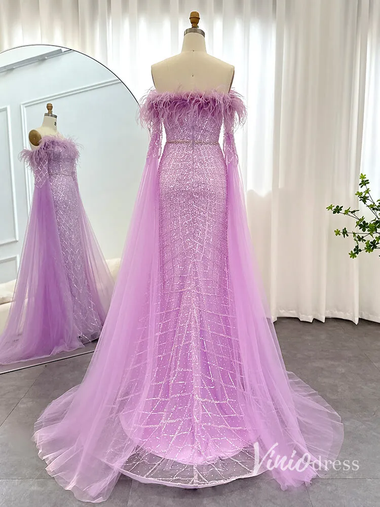 Beaded Mermaid Evening Dresses Extra Long Sleeve Pageant Dress AD1160