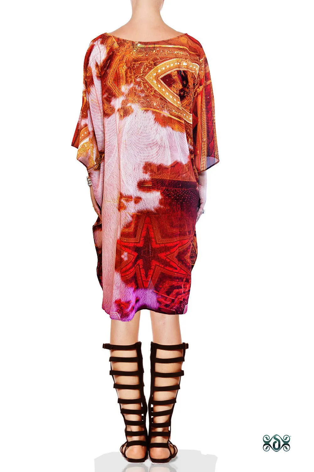 Devarshy Serene Mona Lisa ART CLASSIQUE Pure 100% Silk Short Kaftan - 1079A