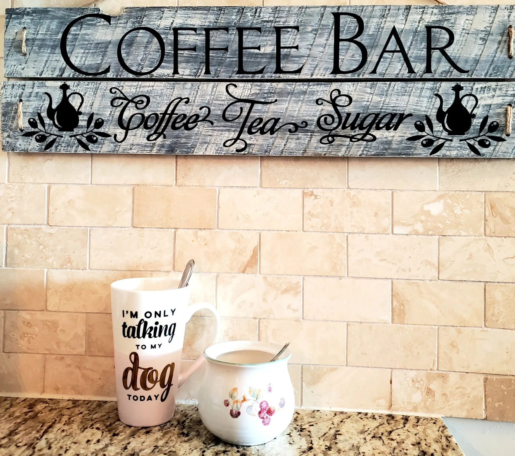 Distressed Wood Coffee Bar Sign - Perfect for Kitchen, Home or Office Decor