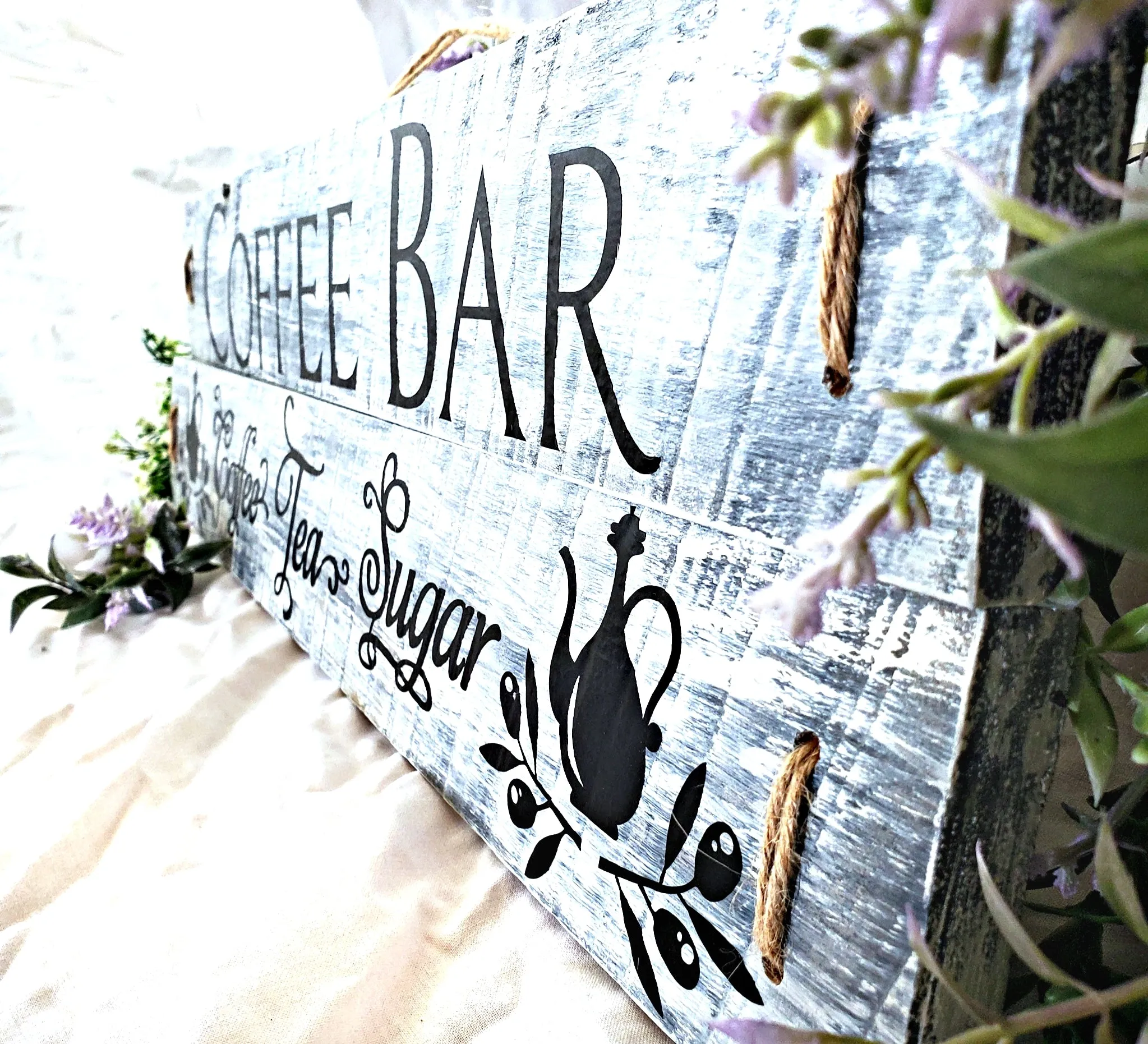 Distressed Wood Coffee Bar Sign - Perfect for Kitchen, Home or Office Decor