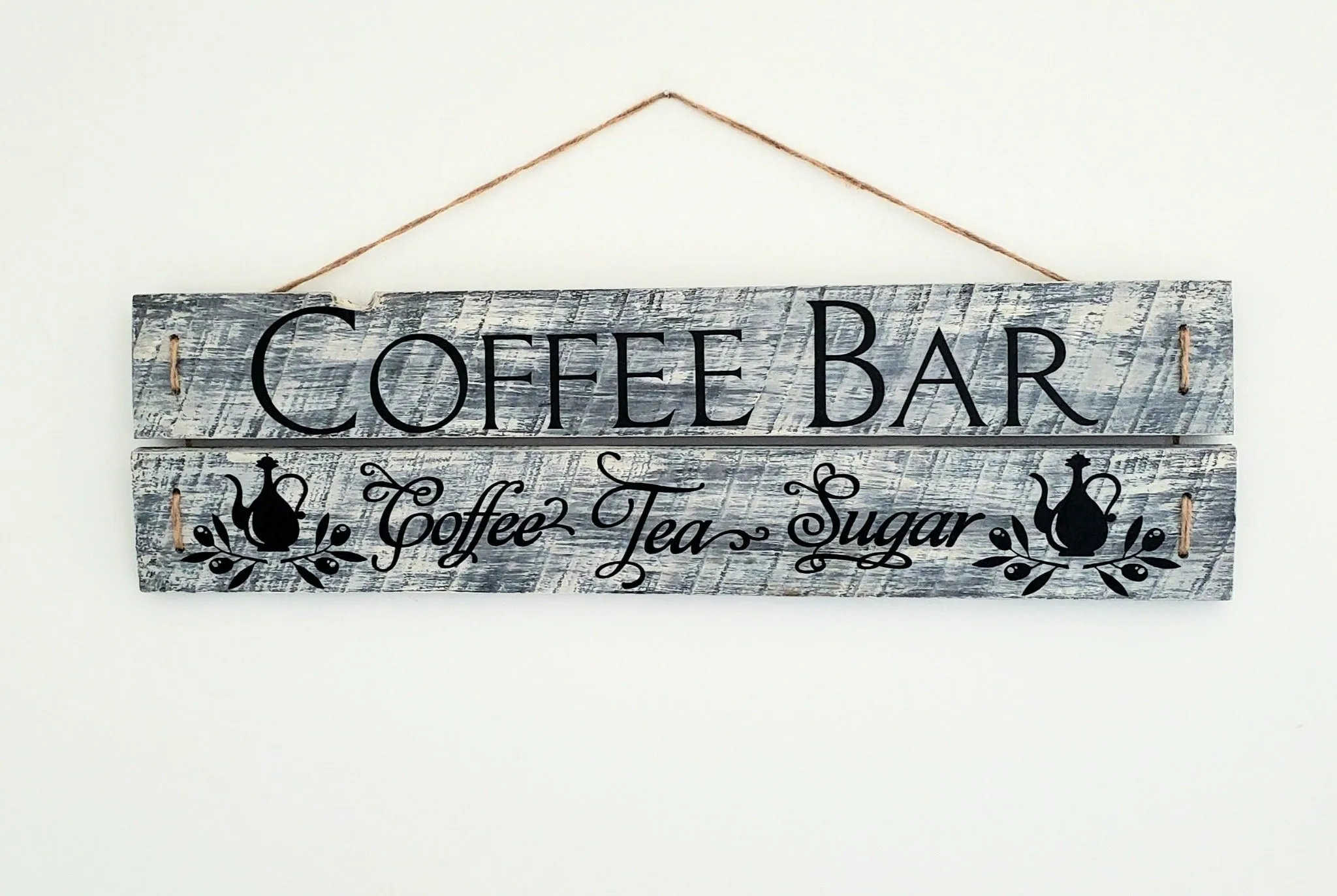 Distressed Wood Coffee Bar Sign - Perfect for Kitchen, Home or Office Decor