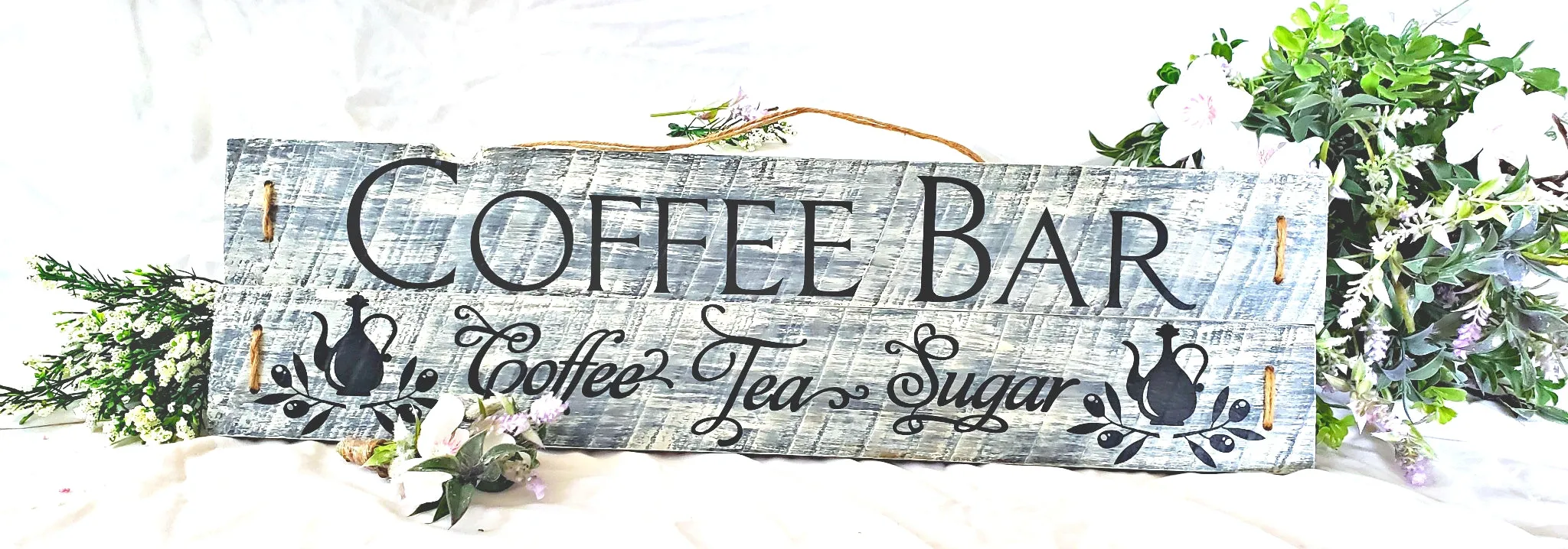 Distressed Wood Coffee Bar Sign - Perfect for Kitchen, Home or Office Decor