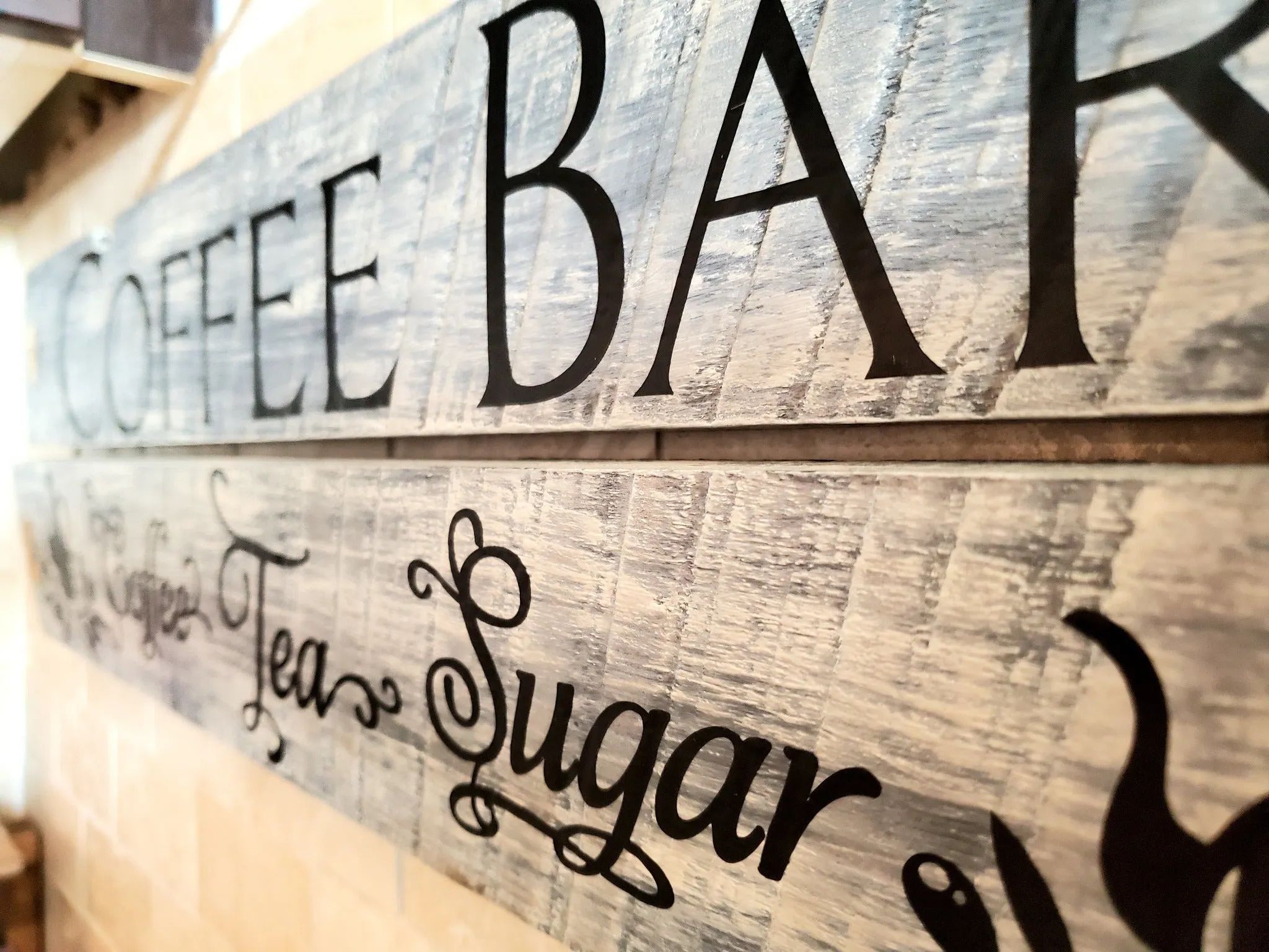 Distressed Wood Coffee Bar Sign - Perfect for Kitchen, Home or Office Decor