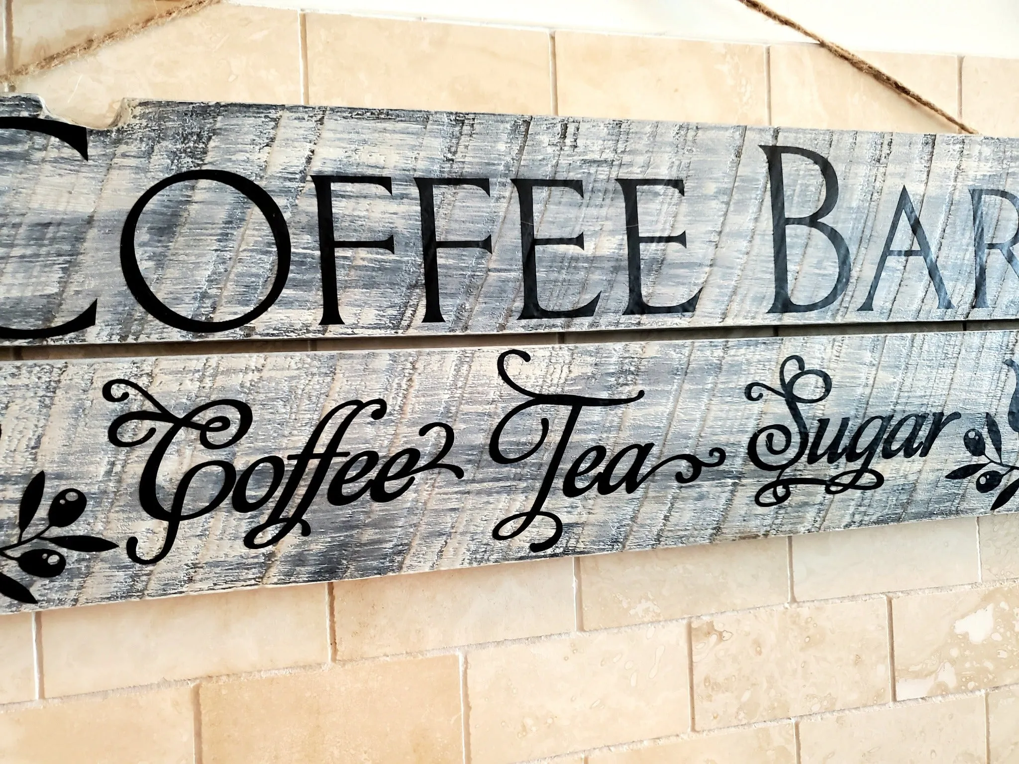 Distressed Wood Coffee Bar Sign - Perfect for Kitchen, Home or Office Decor