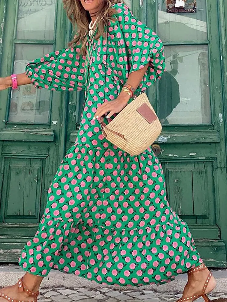 DressBetty - Female Loose V Neck Bohemian Long Dress