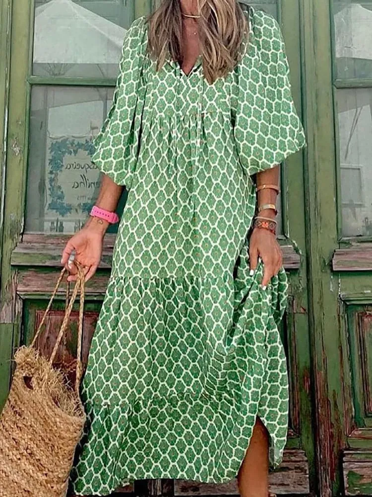 DressBetty - Female Loose V Neck Bohemian Long Dress