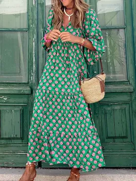 DressBetty - Female Loose V Neck Bohemian Long Dress
