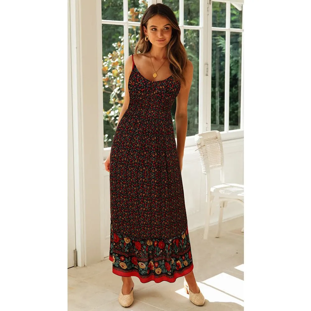 DressBetty - Summer Women Sexy V Neck Floral Print Bohemia Long Dress