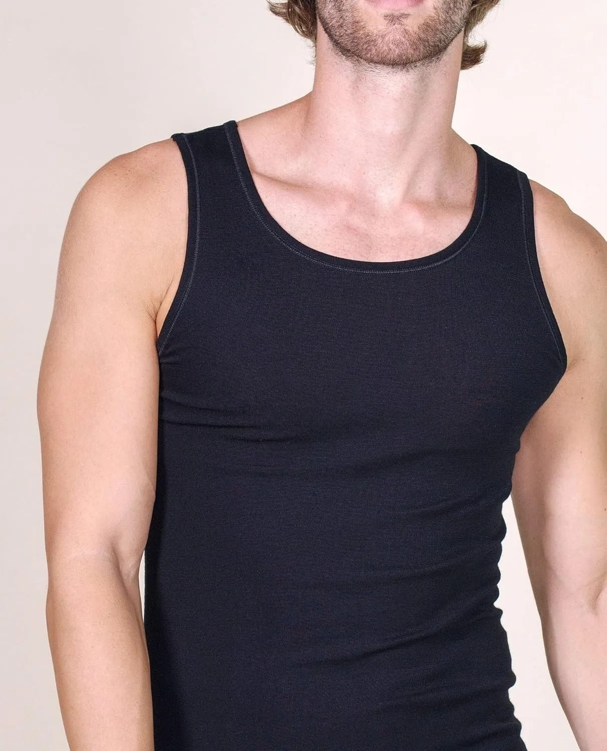 EGI  Luxury Wool Silk Men's Sleeveless Shirt Muscle Tank Top. Proudly Made in Italy.