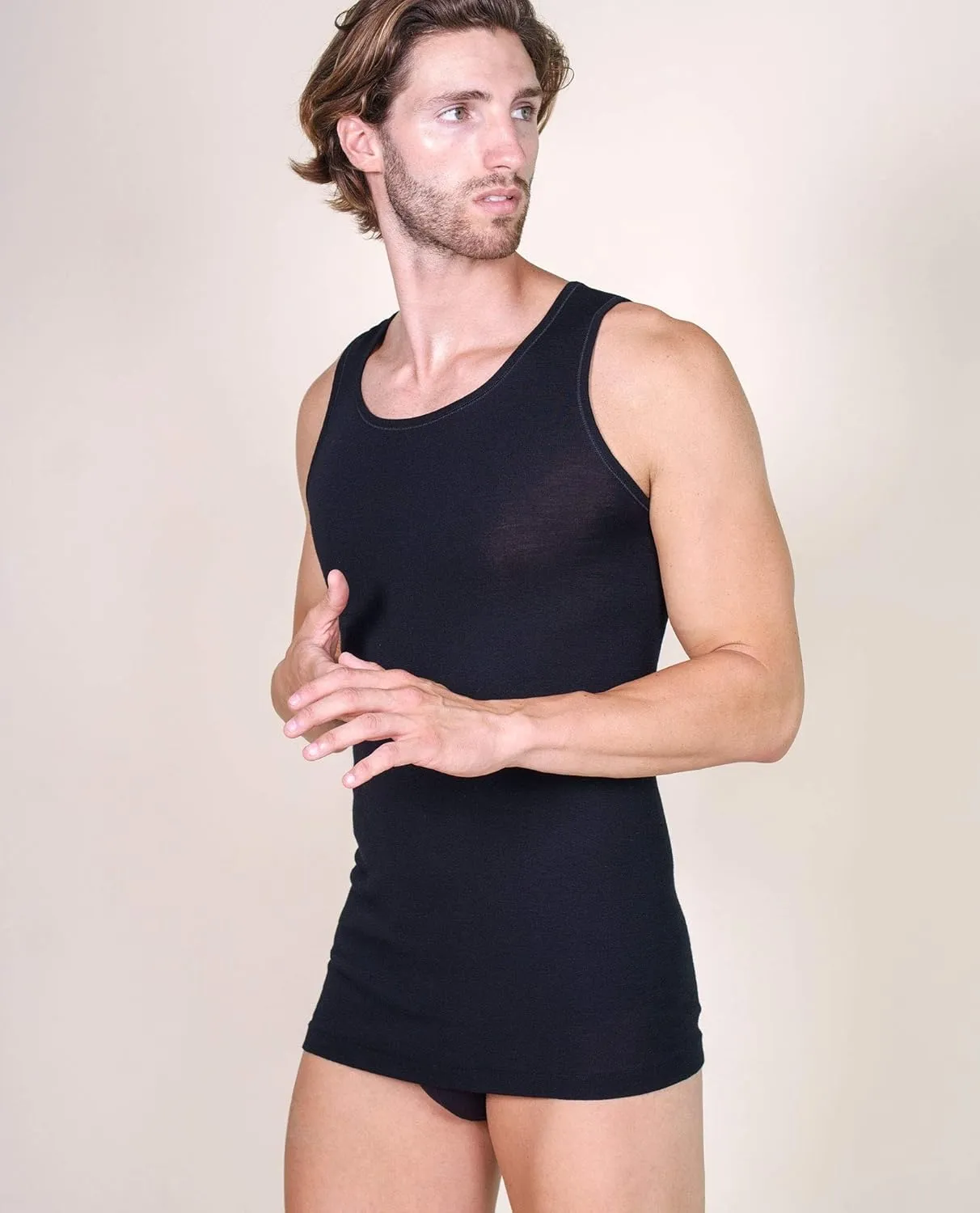EGI  Luxury Wool Silk Men's Sleeveless Shirt Muscle Tank Top. Proudly Made in Italy.