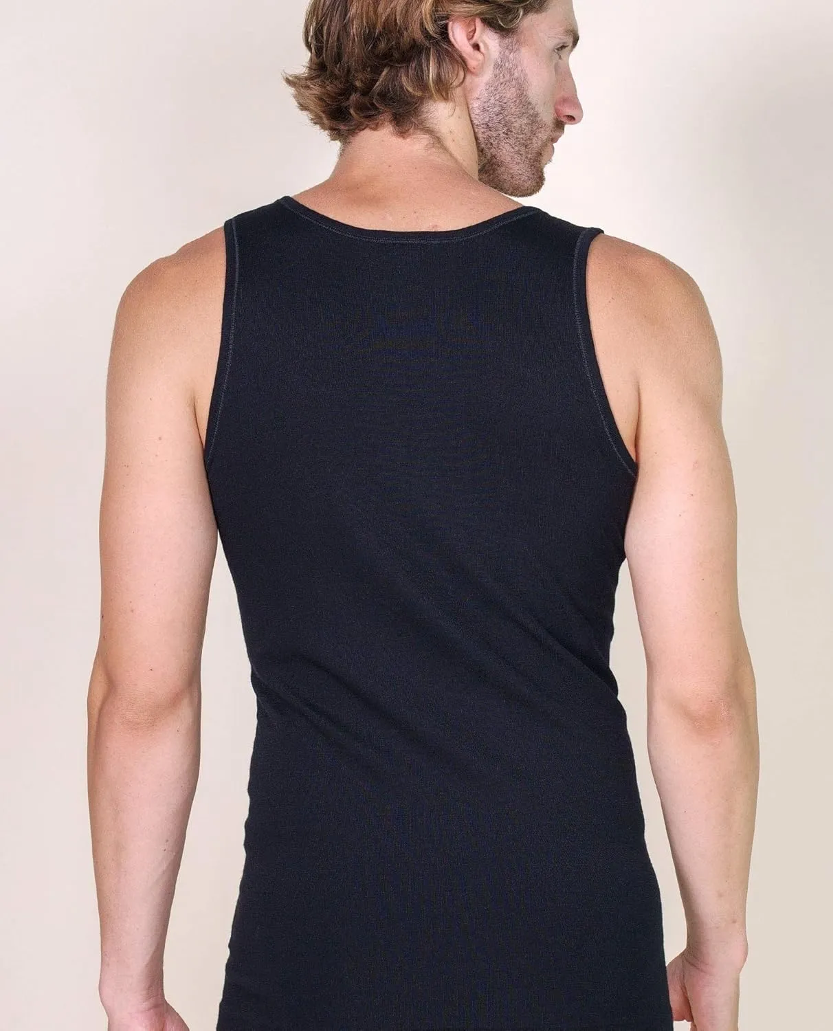 EGI  Luxury Wool Silk Men's Sleeveless Shirt Muscle Tank Top. Proudly Made in Italy.