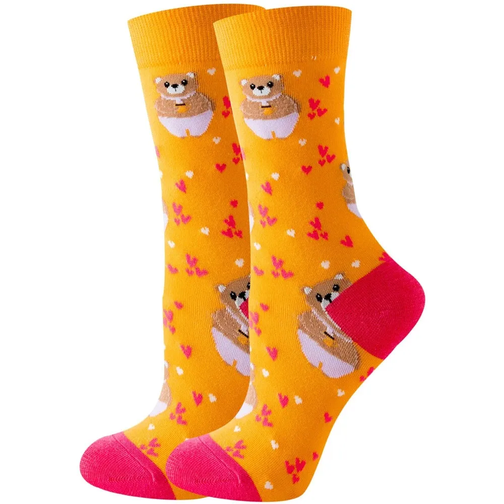 Footloose- the Bright Funky Art Print Crew Socks 12 Styles
