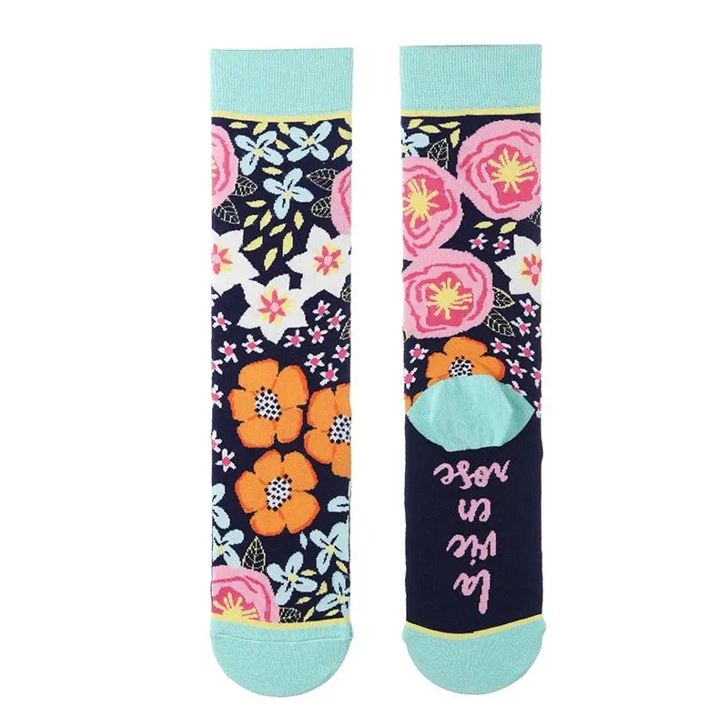 Footloose- the Bright Funky Art Print Crew Socks 12 Styles