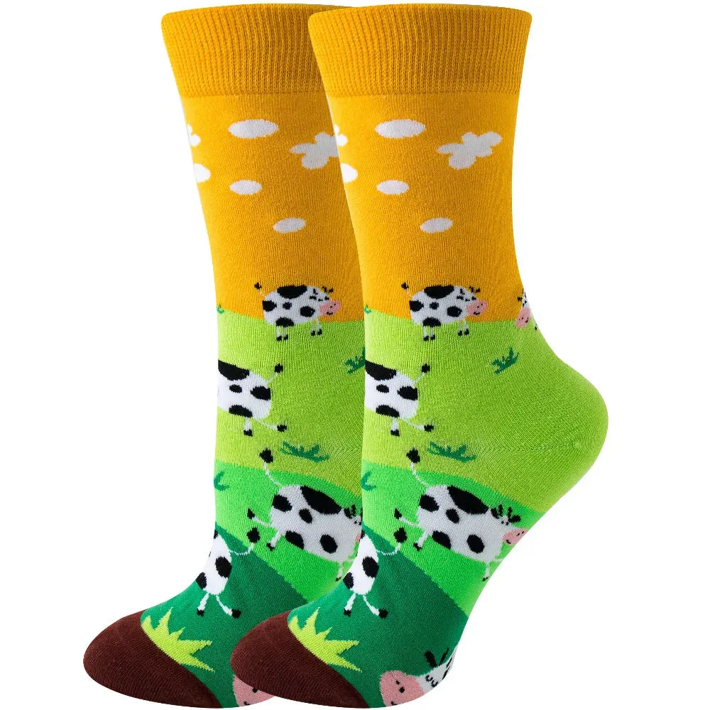 Footloose- the Bright Funky Art Print Crew Socks 12 Styles