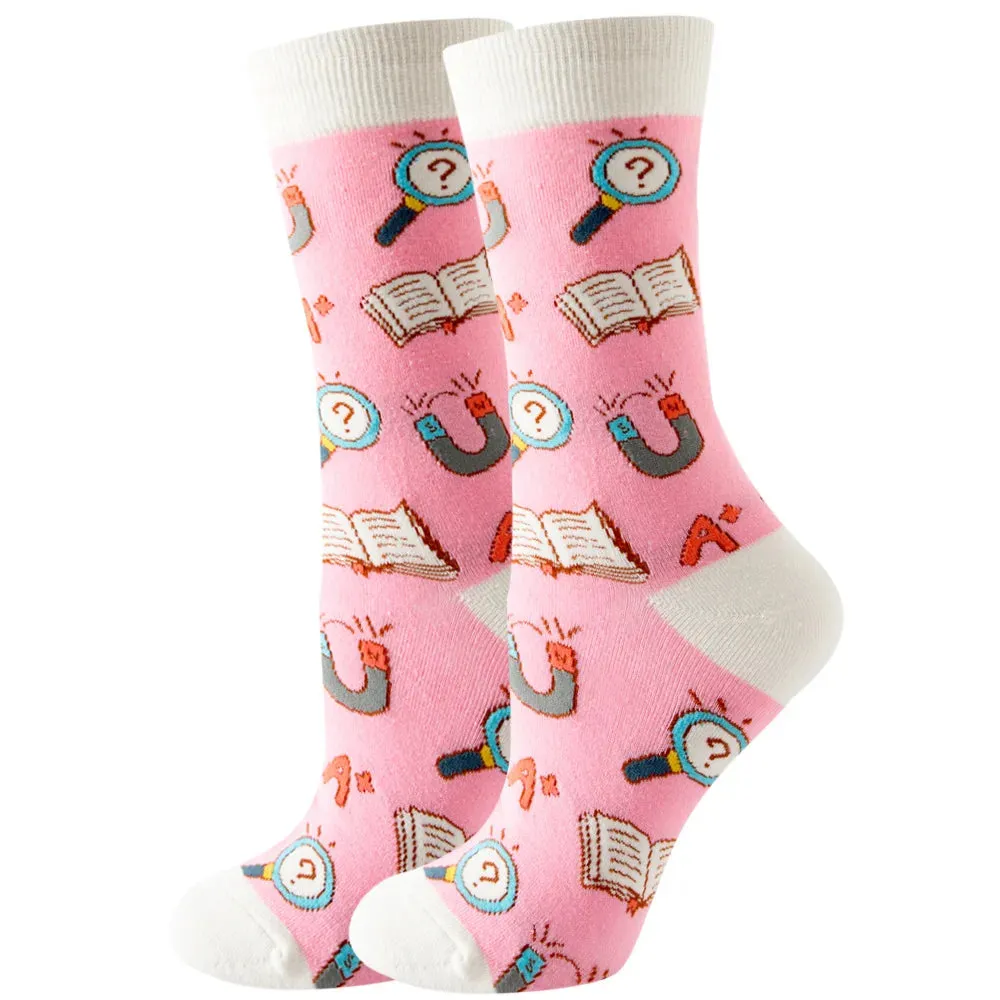 Footloose- the Bright Funky Art Print Crew Socks 12 Styles