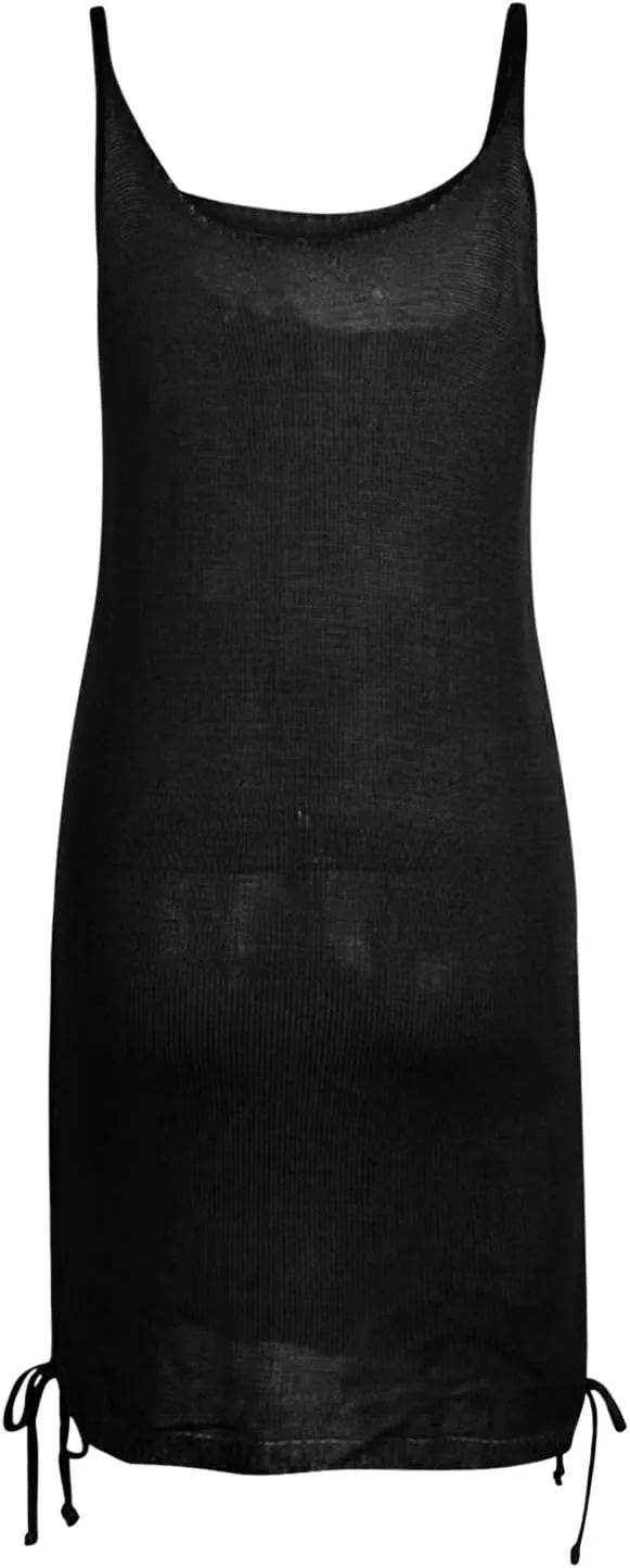 LFEOOST Drawstring Dresses for Women Summer Sexy Casual Sleeveless Boat Neck Solid High Waist Slim Slip Camies Mini Dress