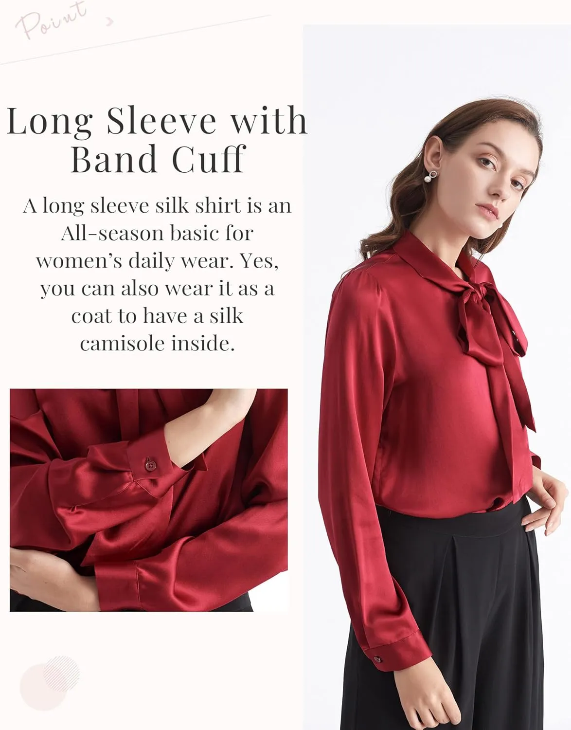 LilySilk Bow-tie Neck Silk Blouse for Women Long Sleeve Ladies Tops Buttons VintageReal Silk Shirts