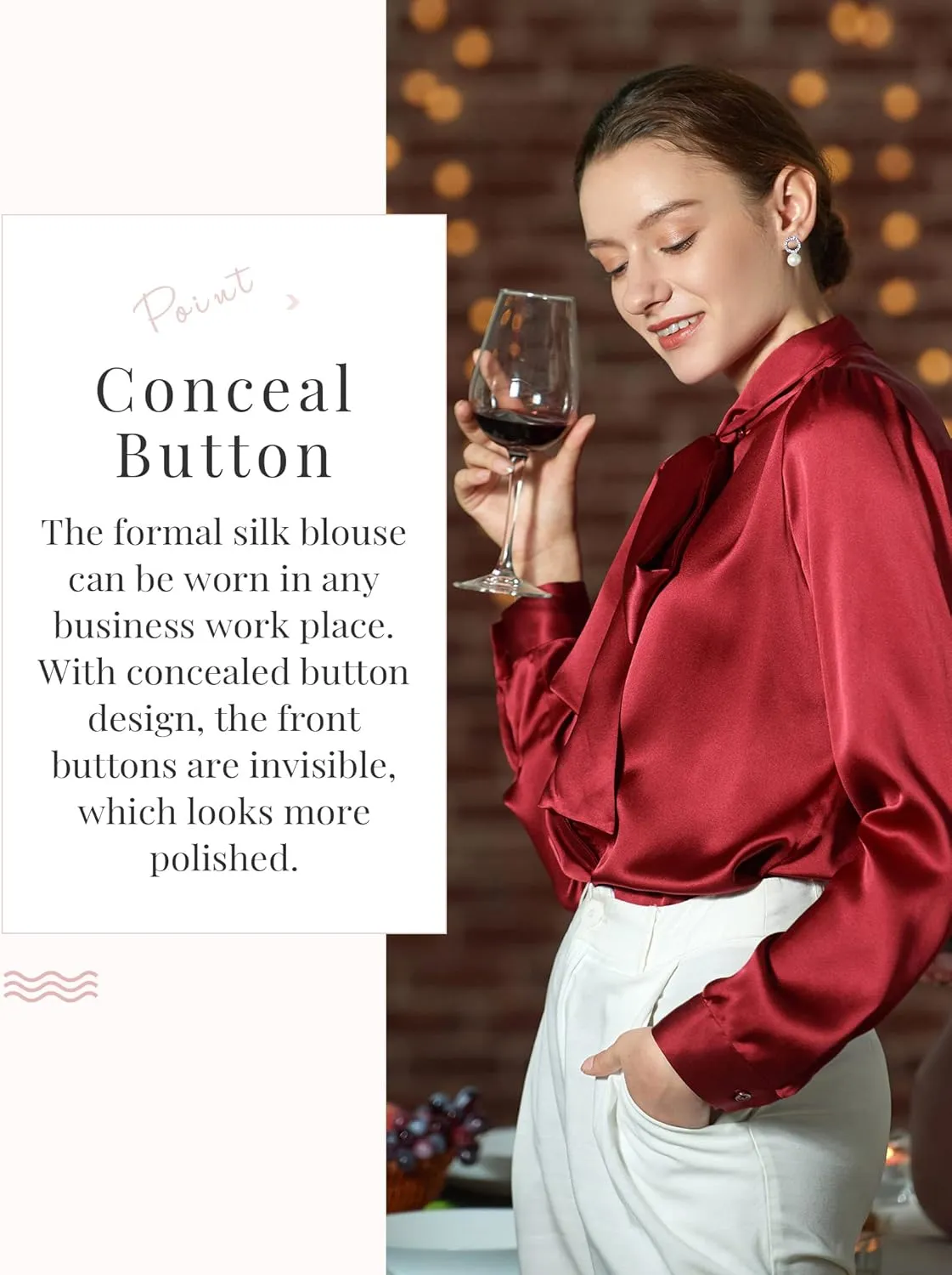 LilySilk Bow-tie Neck Silk Blouse for Women Long Sleeve Ladies Tops Buttons VintageReal Silk Shirts