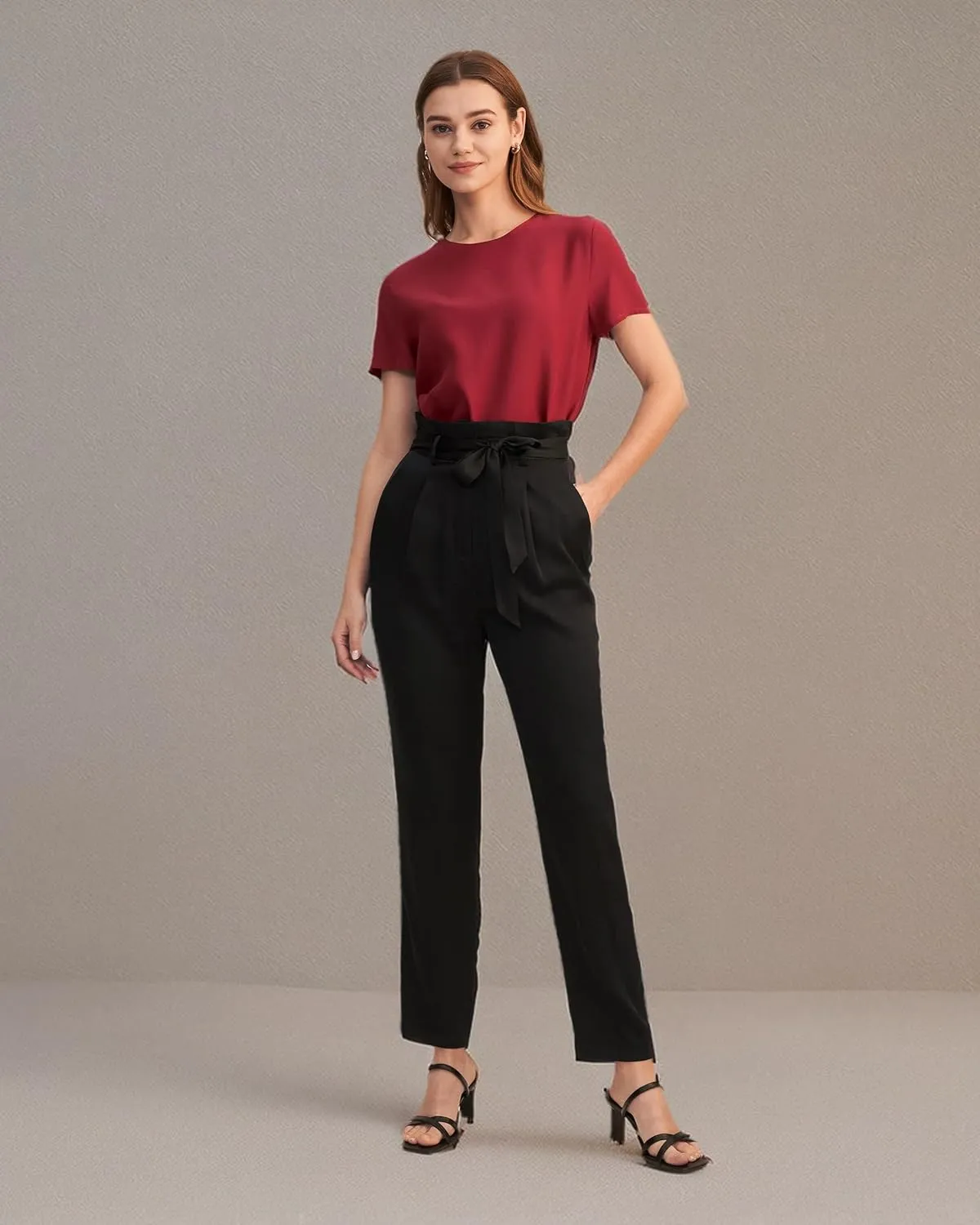 LilySilk Silk Blouses for Women Short Sleeve 100 Pure Mulberry 22 Momme Ladies Silk Tops Button Slit Back Closure