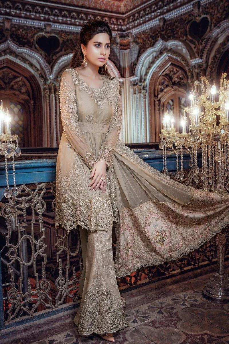 MARIA.B MBROIDERED Luxury Eid Collection 2017 Vol-2 – Beige & Tea Pink (BD-1102)