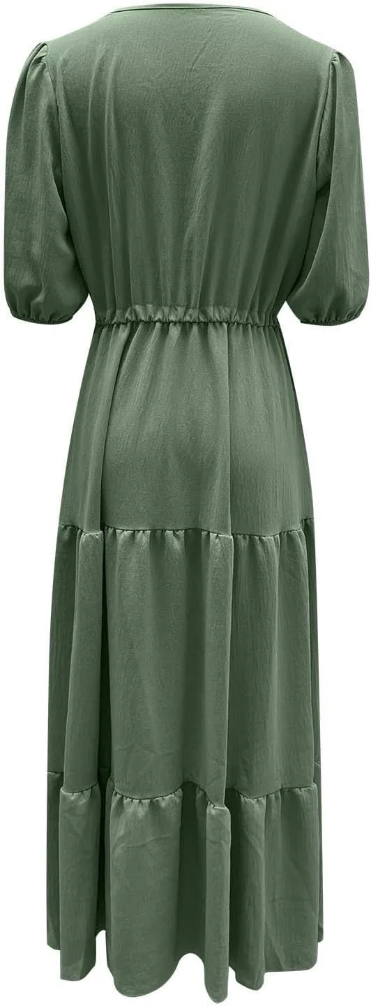 Maxi Dresses for Women Ankle Length Floral Print Beach Long Flowy Dress with Pockets