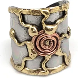 Mixed Metal Cuff Ring, Brass Copper